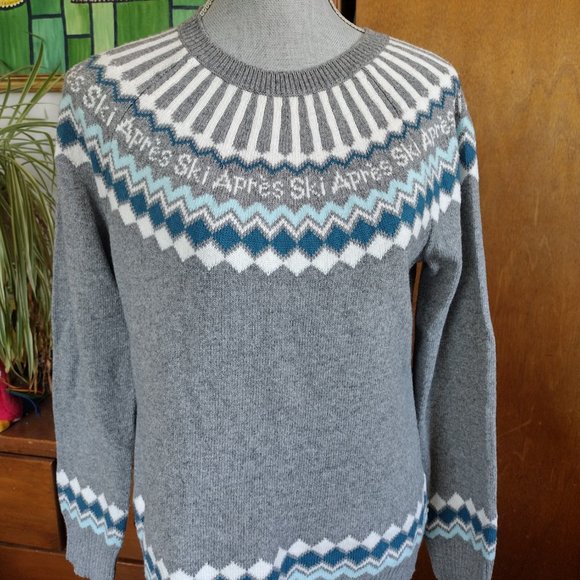 Talbots Merino Wool Blend Women's Crew Neck Sweater Argyle Sz M - Picture 7 of 7